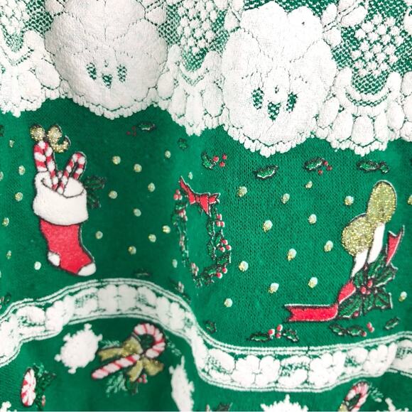 Vintage Land N’ Sea Christmas Puffy Glitter Holiday Sweatshirt - Picture 3 of 6